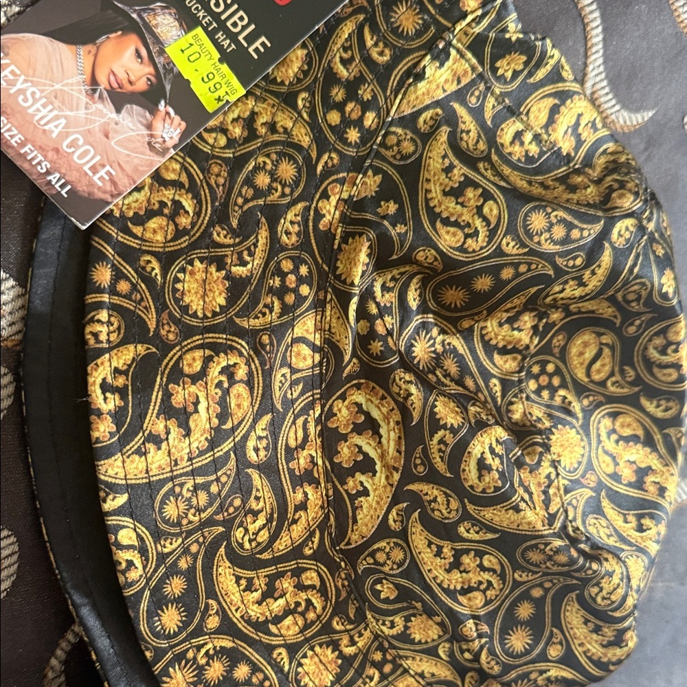 Kiss Black and Gold Paisley Bucket Hat